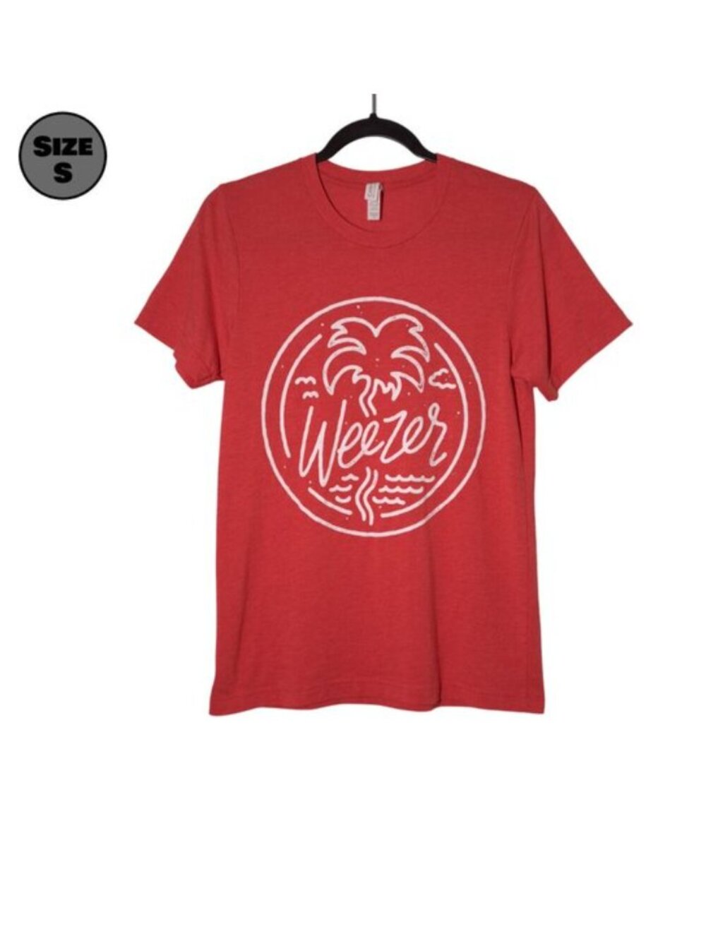 Weezer: Palm Tree USED Shirt (S, Red, Rock, Island In The Sun)
